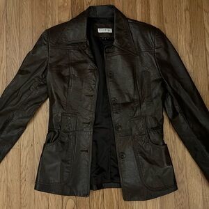 Bebe Vintage chocolate brown leather jacket